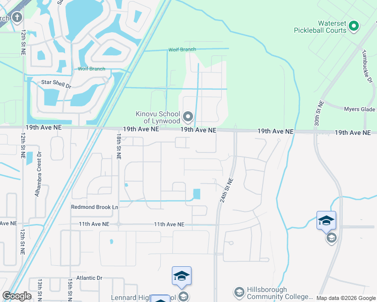 map of restaurants, bars, coffee shops, grocery stores, and more near 2106 Golden Falcon Drive in Ruskin