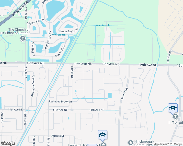 map of restaurants, bars, coffee shops, grocery stores, and more near 1720 Trailwater Street in Ruskin