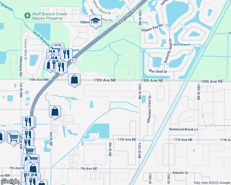 map of restaurants, bars, coffee shops, grocery stores, and more near 1009 Wynnmere Walk Avenue in Ruskin