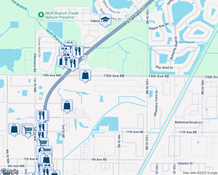 map of restaurants, bars, coffee shops, grocery stores, and more near 927 Wynnmere Walk Avenue in Ruskin