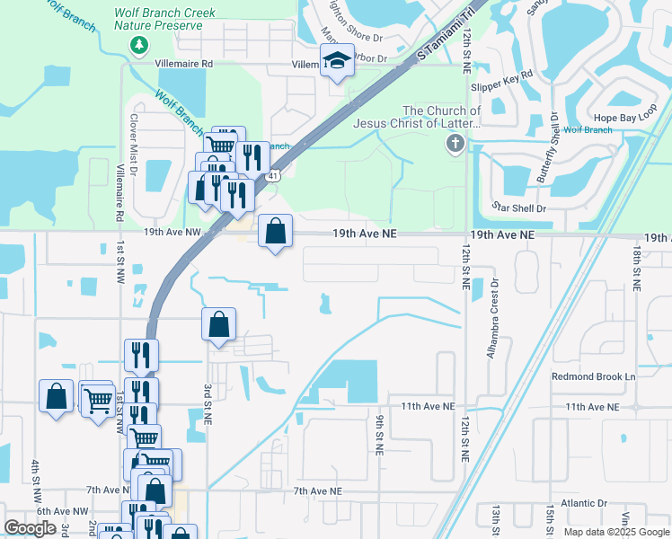 map of restaurants, bars, coffee shops, grocery stores, and more near 919 Wynnmere Walk Avenue in Ruskin
