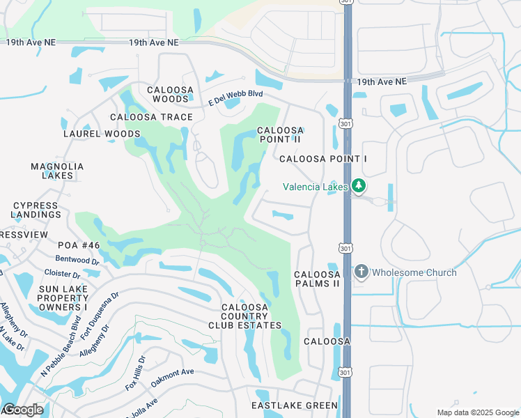 map of restaurants, bars, coffee shops, grocery stores, and more near 347 Caloosa Palms Court in Sun City Center