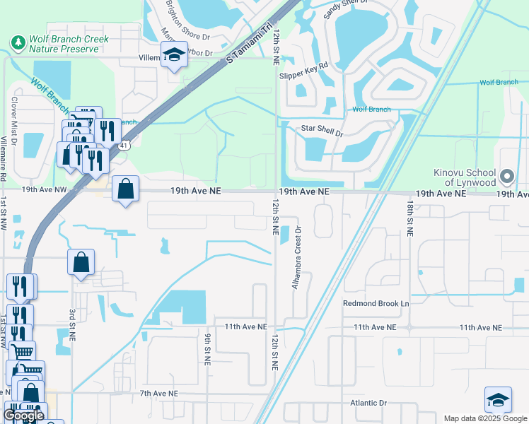map of restaurants, bars, coffee shops, grocery stores, and more near 1124 Wynnmere Walk Avenue in Ruskin