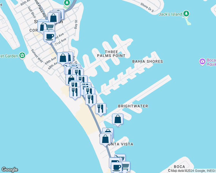 map of restaurants, bars, coffee shops, grocery stores, and more near 419 59th Avenue in St. Pete Beach
