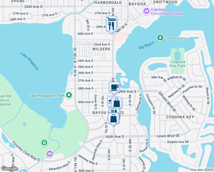 map of restaurants, bars, coffee shops, grocery stores, and more near 701 37th Avenue South in St. Petersburg