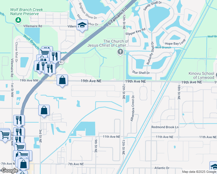 map of restaurants, bars, coffee shops, grocery stores, and more near 833 Chatham Walk Drive in Ruskin