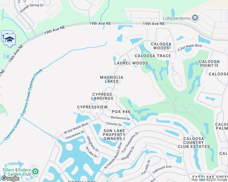 map of restaurants, bars, coffee shops, grocery stores, and more near 1950 Grand Cypress Lane in Sun City Center