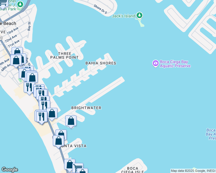 map of restaurants, bars, coffee shops, grocery stores, and more near 515 55th Avenue in St. Pete Beach
