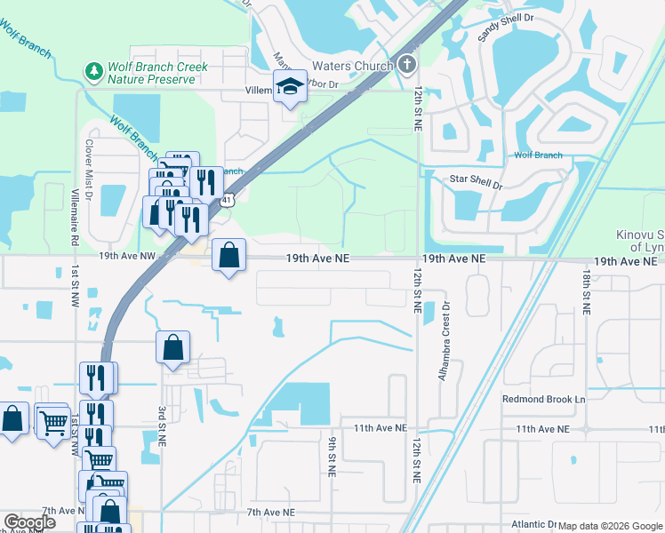 map of restaurants, bars, coffee shops, grocery stores, and more near 805 Chatham Walk in Ruskin