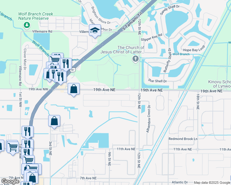 map of restaurants, bars, coffee shops, grocery stores, and more near 818 Chatham Walk Drive in Ruskin