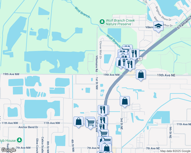 map of restaurants, bars, coffee shops, grocery stores, and more near 102 19th Avenue Northwest in Ruskin
