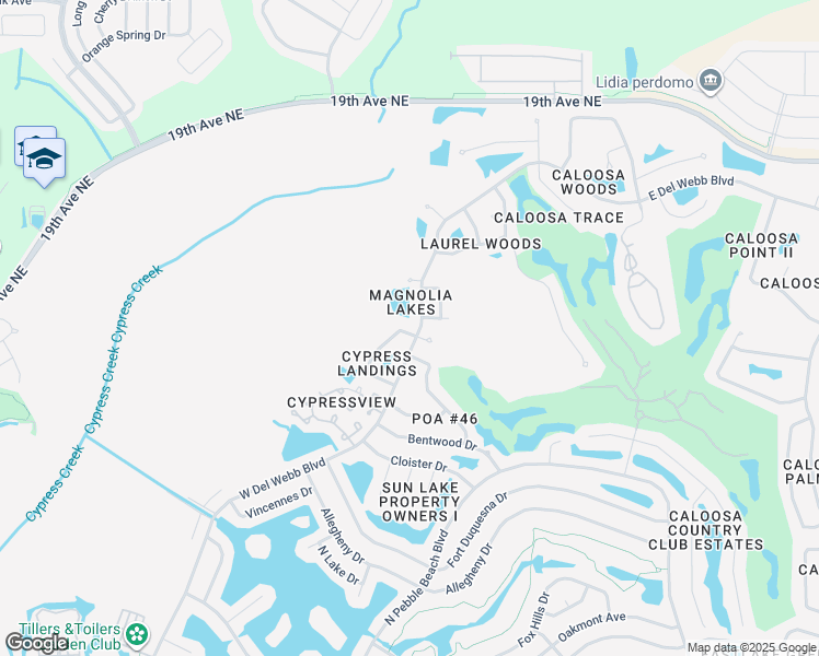 map of restaurants, bars, coffee shops, grocery stores, and more near 1950 Grand Cypress Lane in Sun City Center