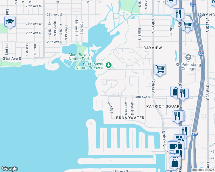 map of restaurants, bars, coffee shops, grocery stores, and more near 3795 41st Lane South in St. Petersburg