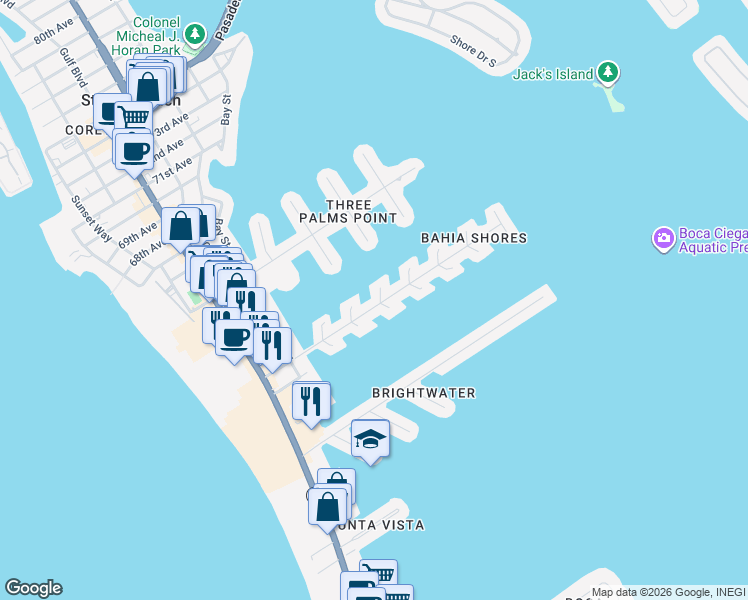 map of restaurants, bars, coffee shops, grocery stores, and more near 549 59th Avenue in St. Pete Beach