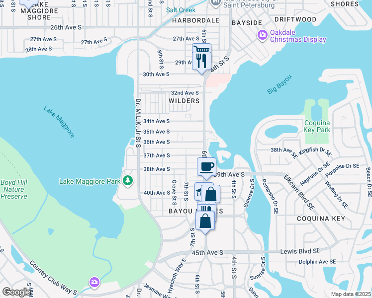 map of restaurants, bars, coffee shops, grocery stores, and more near 151 7th Street South in St. Petersburg