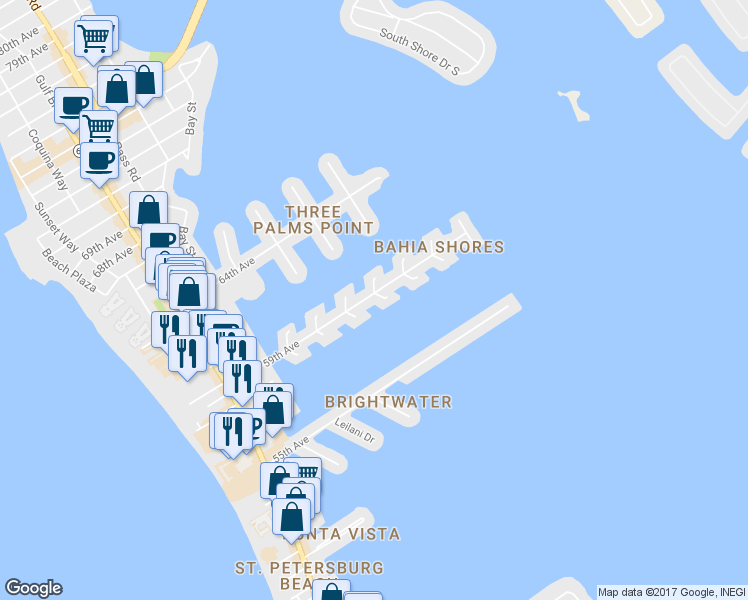 map of restaurants, bars, coffee shops, grocery stores, and more near 650 59th Avenue in St. Pete Beach