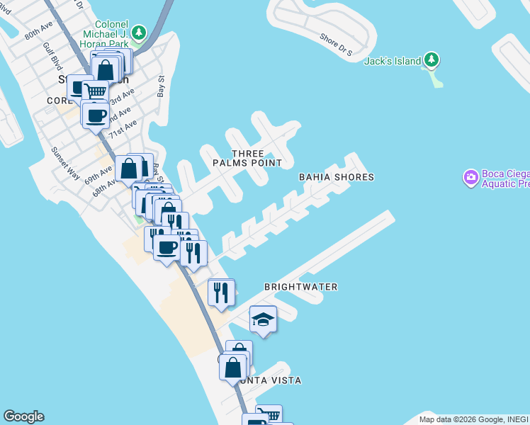 map of restaurants, bars, coffee shops, grocery stores, and more near 549 59th Avenue in St. Pete Beach