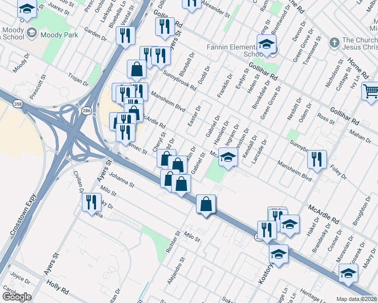 map of restaurants, bars, coffee shops, grocery stores, and more near in Corpus Christi