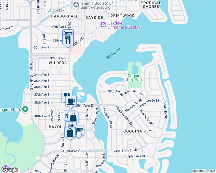 map of restaurants, bars, coffee shops, grocery stores, and more near 113 Sea Horse Drive Southeast in Saint Petersburg