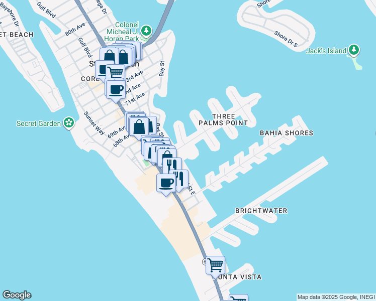 map of restaurants, bars, coffee shops, grocery stores, and more near 400 64th Avenue in St. Pete Beach