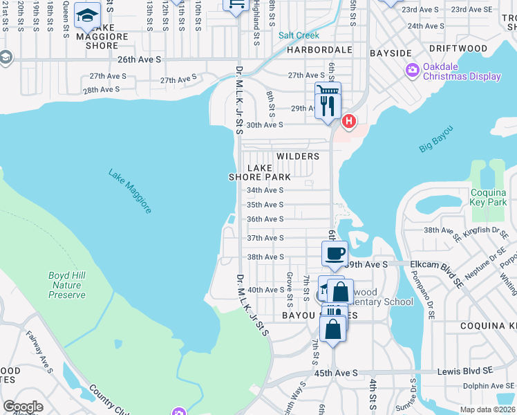 map of restaurants, bars, coffee shops, grocery stores, and more near 858 35th Avenue South in St. Petersburg