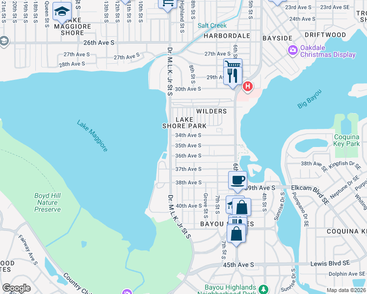 map of restaurants, bars, coffee shops, grocery stores, and more near 858 35th Avenue South in St. Petersburg
