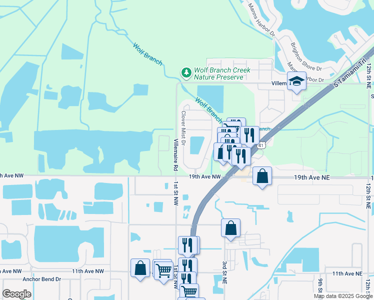 map of restaurants, bars, coffee shops, grocery stores, and more near 5122 Clover Mist Drive in Apollo Beach