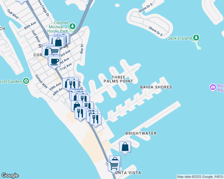 map of restaurants, bars, coffee shops, grocery stores, and more near 6331 2nd Palm Point in St. Pete Beach