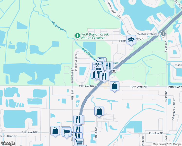 map of restaurants, bars, coffee shops, grocery stores, and more near 5231 Clover Mist Drive in Apollo Beach
