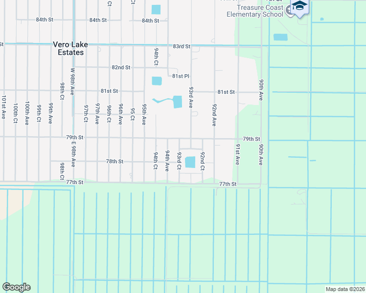 map of restaurants, bars, coffee shops, grocery stores, and more near 7890 93rd Court in Vero Beach