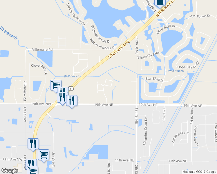 map of restaurants, bars, coffee shops, grocery stores, and more near 910 19th Ave NE in Ruskin