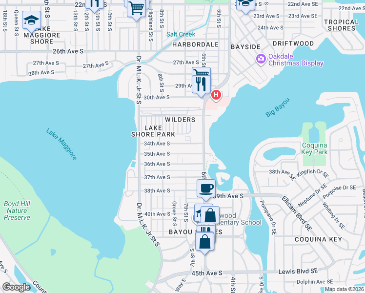 map of restaurants, bars, coffee shops, grocery stores, and more near 710 34th Avenue South in St. Petersburg