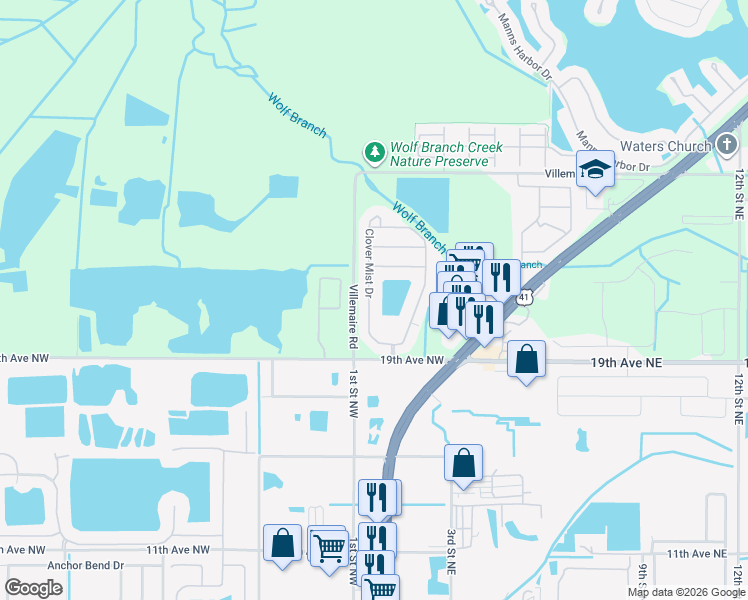 map of restaurants, bars, coffee shops, grocery stores, and more near 5118 Clover Mist Drive in Apollo Beach
