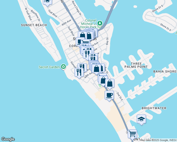 map of restaurants, bars, coffee shops, grocery stores, and more near 6860 Gulf Boulevard in St. Pete Beach
