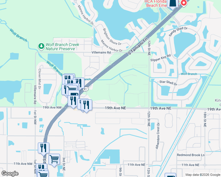 map of restaurants, bars, coffee shops, grocery stores, and more near 5133 Slate Hue Place in Ruskin