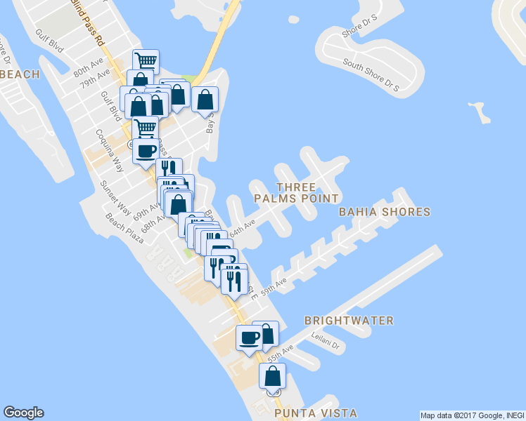 map of restaurants, bars, coffee shops, grocery stores, and more near 465 64th Avenue in Saint Pete Beach