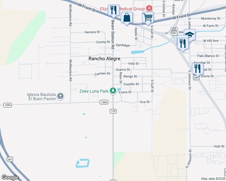 map of restaurants, bars, coffee shops, grocery stores, and more near 1309 Beam Station Road in Alice
