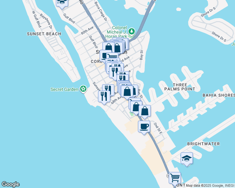 map of restaurants, bars, coffee shops, grocery stores, and more near 508 69th Avenue in Saint Pete Beach