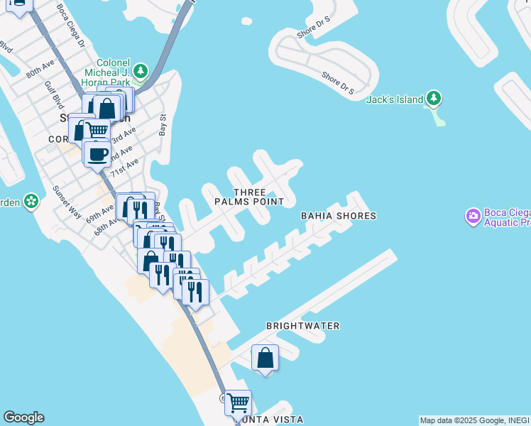map of restaurants, bars, coffee shops, grocery stores, and more near 6341 3rd Palm Point in Saint Pete Beach
