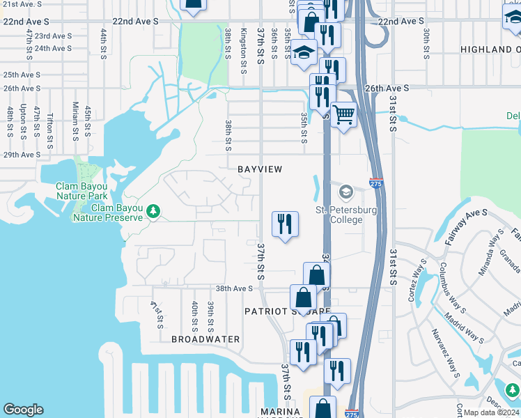 map of restaurants, bars, coffee shops, grocery stores, and more near in St. Petersburg