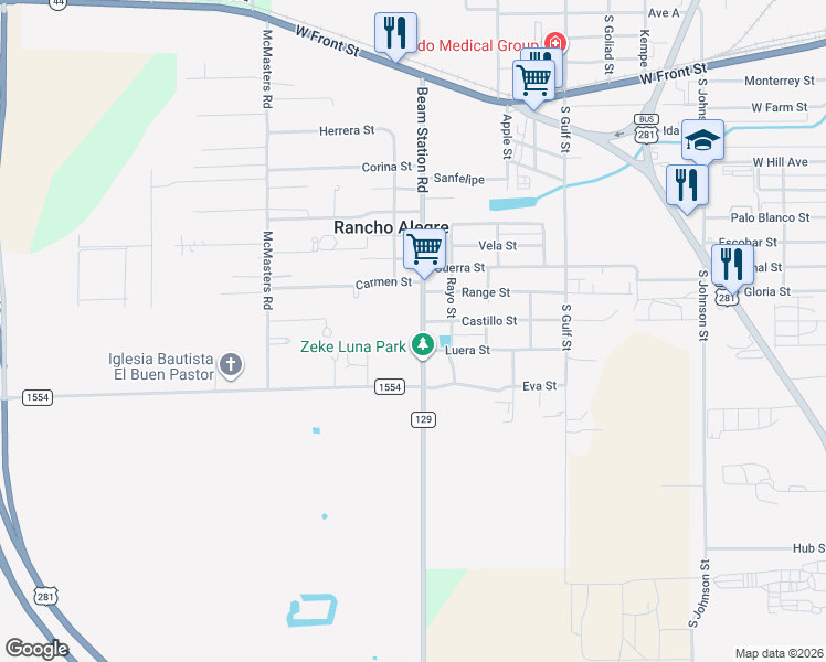 map of restaurants, bars, coffee shops, grocery stores, and more near 1309 Beam Station Road in Alice