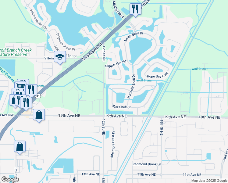 map of restaurants, bars, coffee shops, grocery stores, and more near 143 Star Shell Drive in Apollo Beach