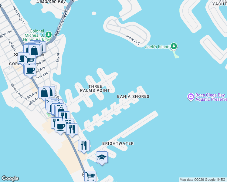 map of restaurants, bars, coffee shops, grocery stores, and more near 6330 4th Palm Point in St. Pete Beach