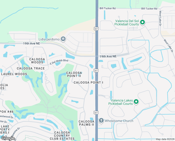 map of restaurants, bars, coffee shops, grocery stores, and more near 2338 Del Webb Boulevard East in Sun City Center