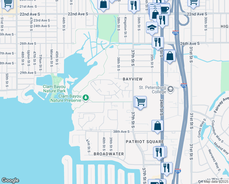 map of restaurants, bars, coffee shops, grocery stores, and more near in St. Petersburg