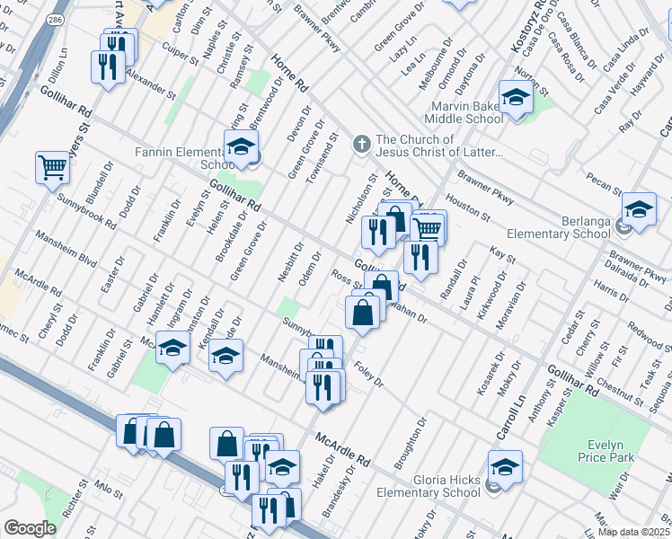 map of restaurants, bars, coffee shops, grocery stores, and more near 4534 Nicholson Street in Corpus Christi
