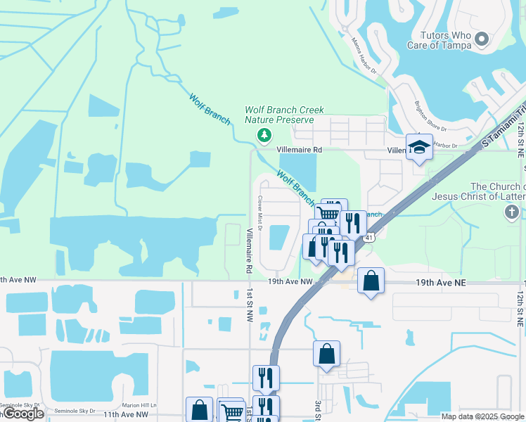 map of restaurants, bars, coffee shops, grocery stores, and more near 427 Durham Shore Court in Apollo Beach