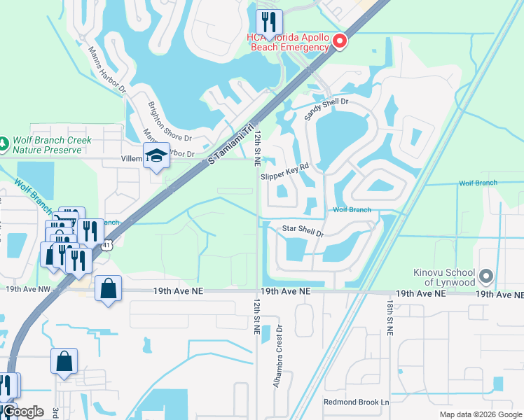 map of restaurants, bars, coffee shops, grocery stores, and more near 5215 Moon Shell Dr in Apollo Beach