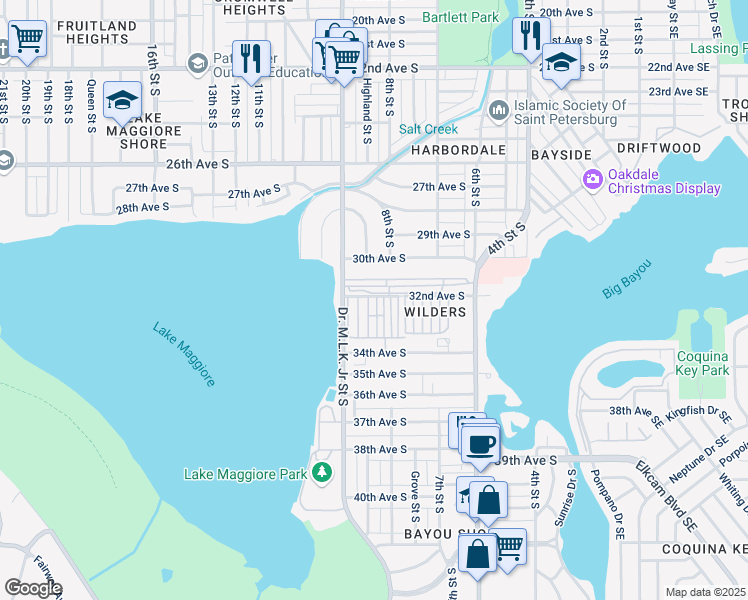 map of restaurants, bars, coffee shops, grocery stores, and more near 400 32nd Avenue South in St. Petersburg