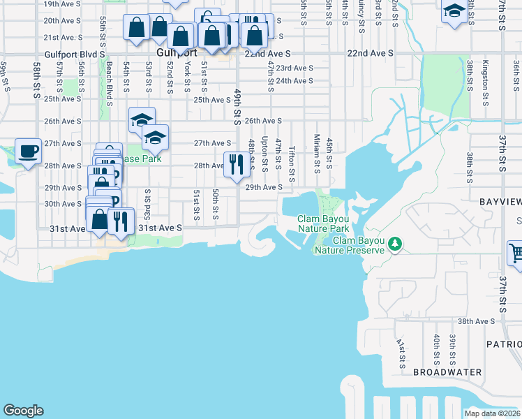 map of restaurants, bars, coffee shops, grocery stores, and more near 4725 Trade Winds Drive South in St. Petersburg